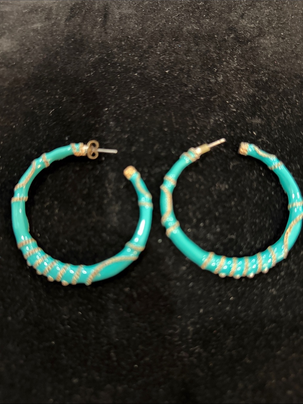 Turquoise Gold-Accent Hoop Earrings - Women Jewelry